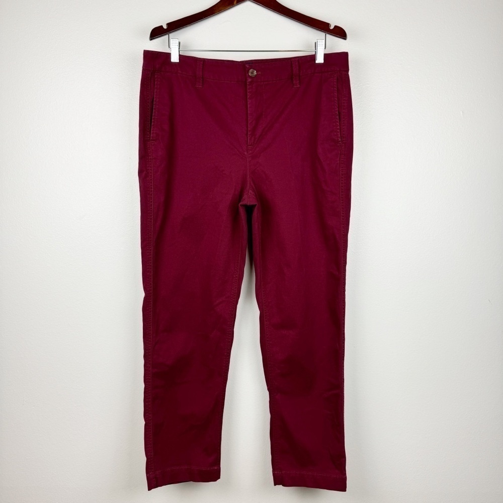 J. Crew High Rise Straight Leg Girlfriend Chino Pants Burgundy Size 14/L NWOT